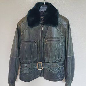 Colebrook Vintage Leather Bomber-Jacket, Aviator, Motorcycle Jacket Size M